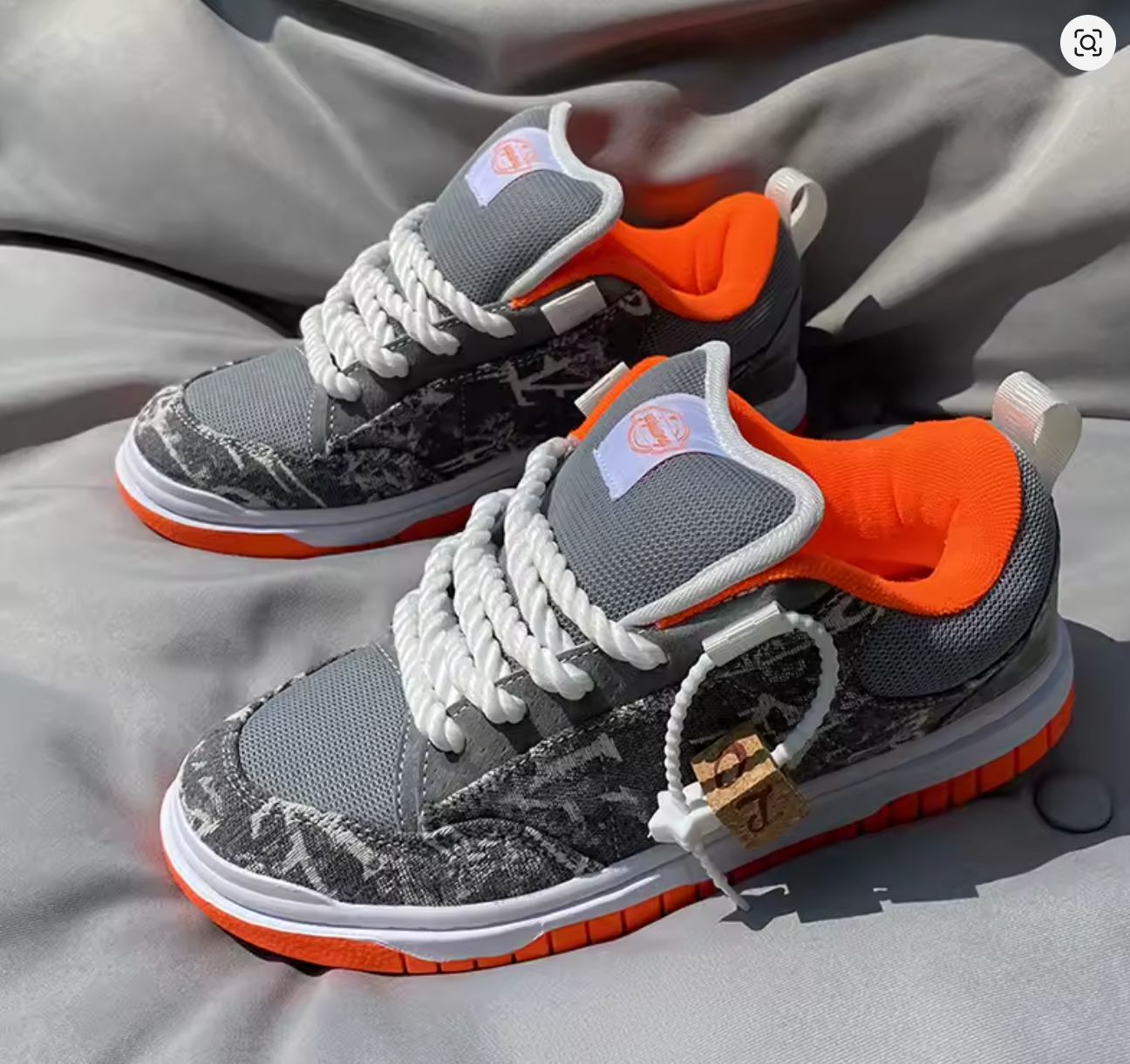 Grey Camo Low-Top Sneakers