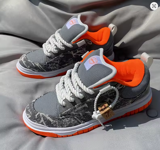 Grey Camo Low-Top Sneakers